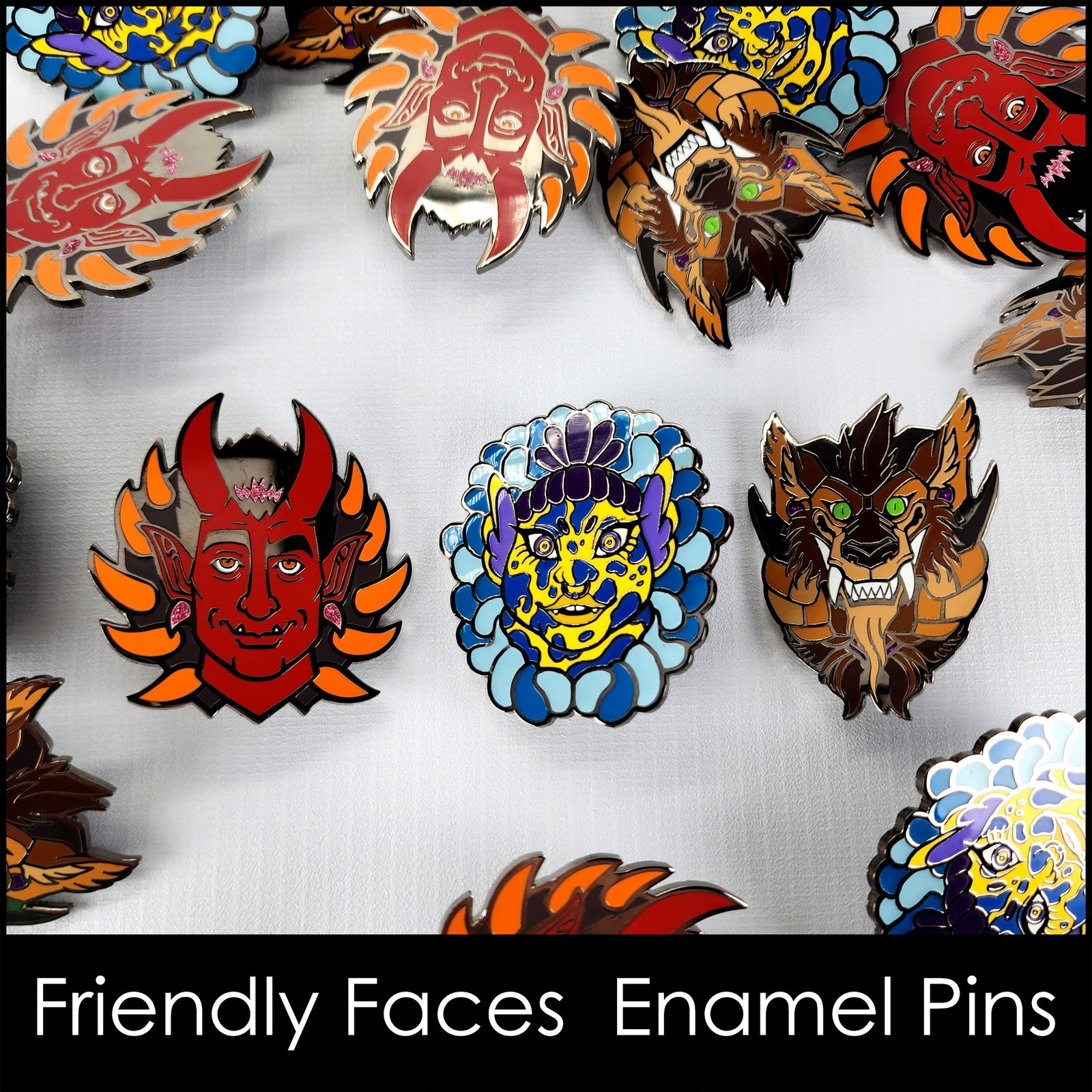 Friendly Faces Enamel Pins